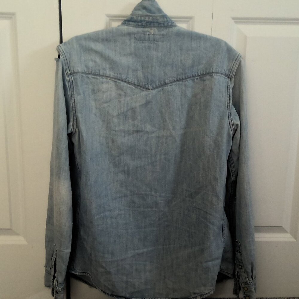 Men's Distressed All Saints Denim Shirt sz Small - Picture 5 of 5